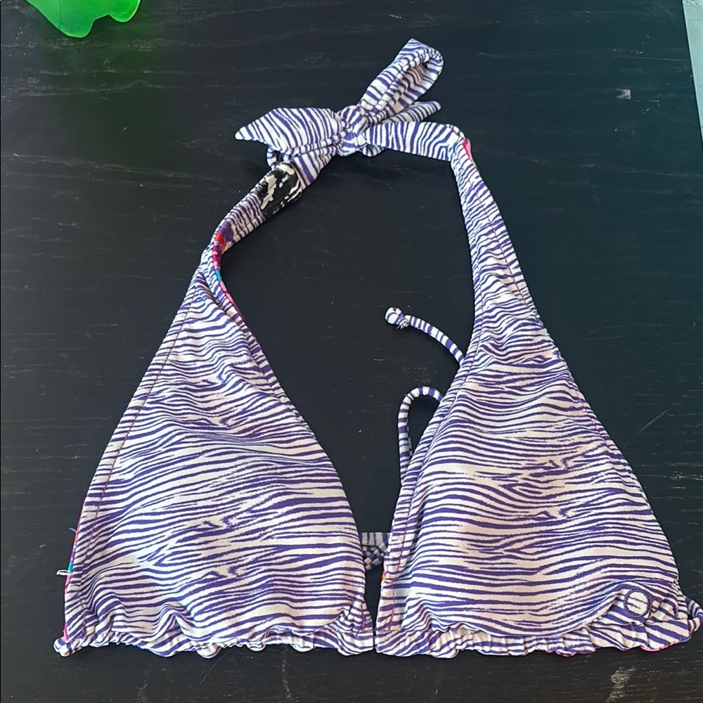 Purple and White Zebra Print Bikini Top